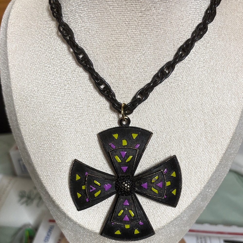 Black Cross Pendant Necklace